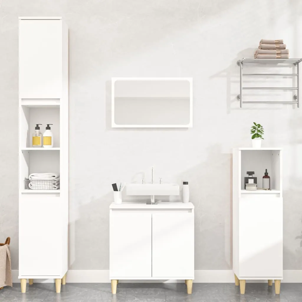 vidaXL Set Mobili da Bagno 4 pz Bianco in Legno Multistrato