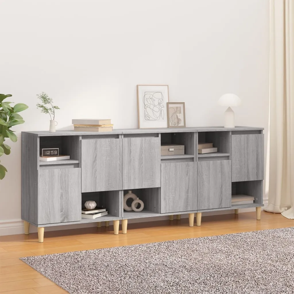 vidaXL Credenze 3pz Grigio Sonoma 60x35x70 cm in Legno Multistrato