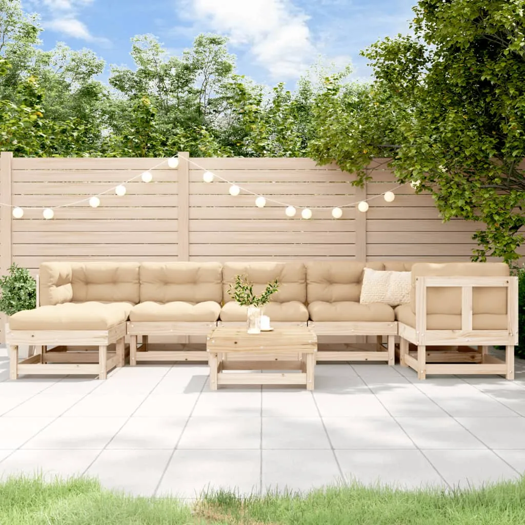 vidaXL Set Divani da Giardino 8 pz con Cuscini in Legno Massello