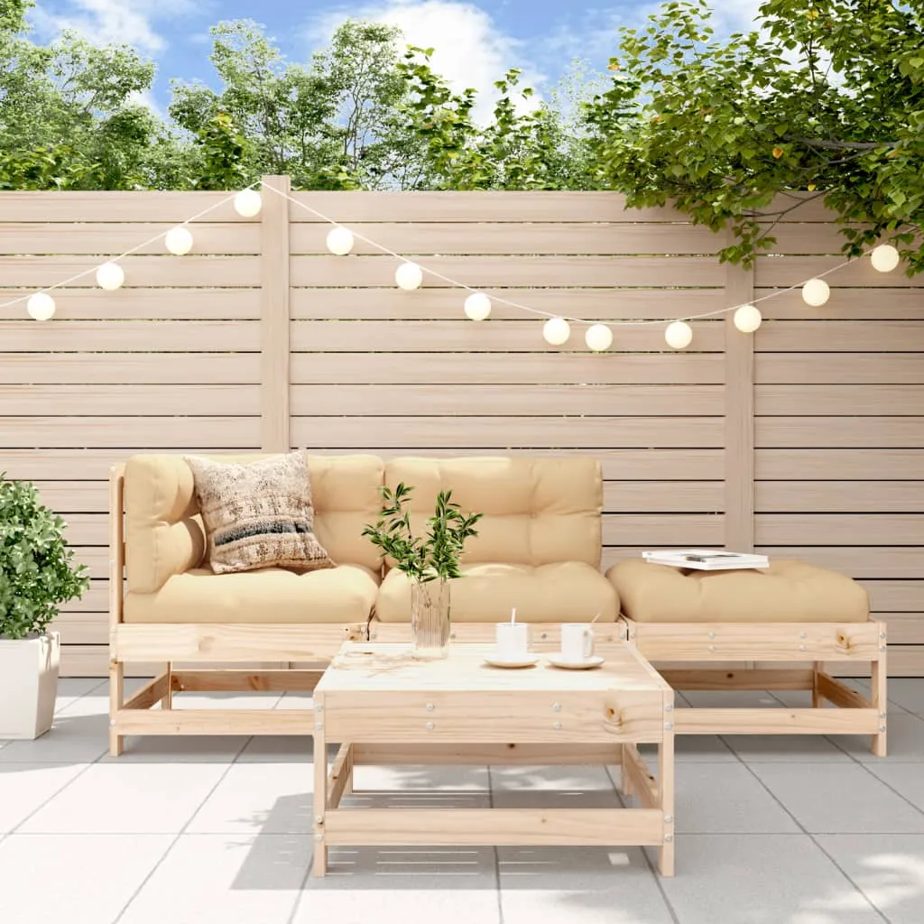 vidaXL Set Divani da Giardino 4 pz con Cuscini in Legno Massello