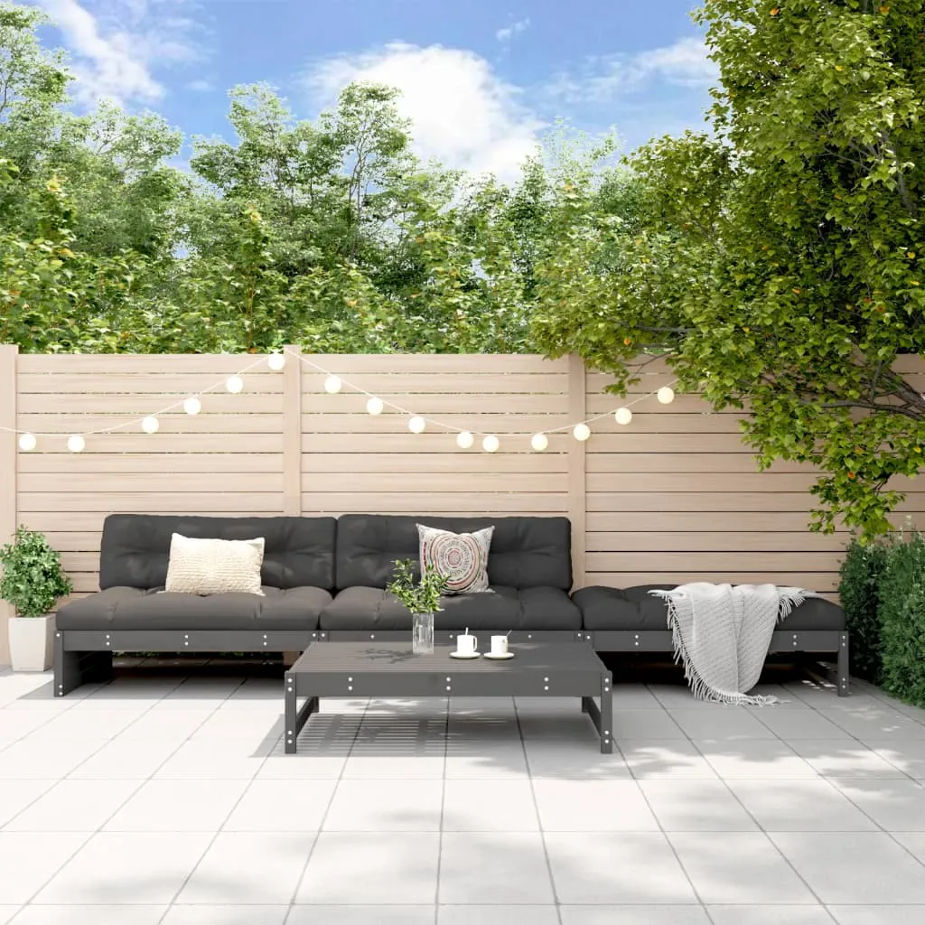 vidaXL Set Divani da Giardino 4pz con Cuscini in Legno Massello Grigio