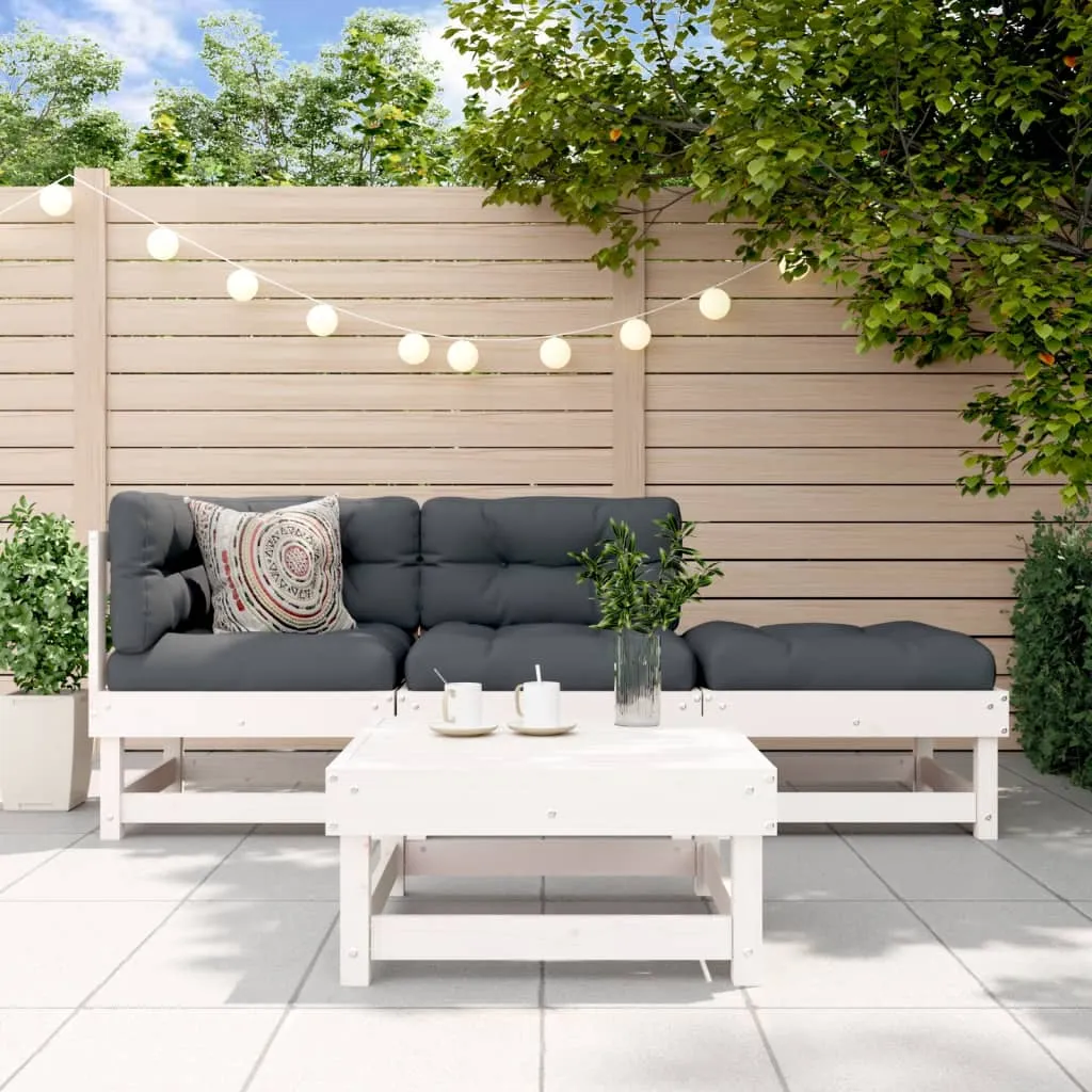 vidaXL Set Salotto da Giardino 4 pz Bianco in Legno Massello di Pino