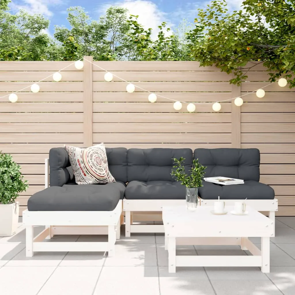 vidaXL Set Salotto da Giardino 5 pz Bianco in Legno Massello di Pino