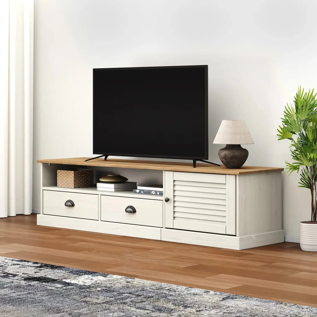 vidaXL Mobile Porta TV VIGO Bianco 156x40x40 cm Legno Massello di Pino