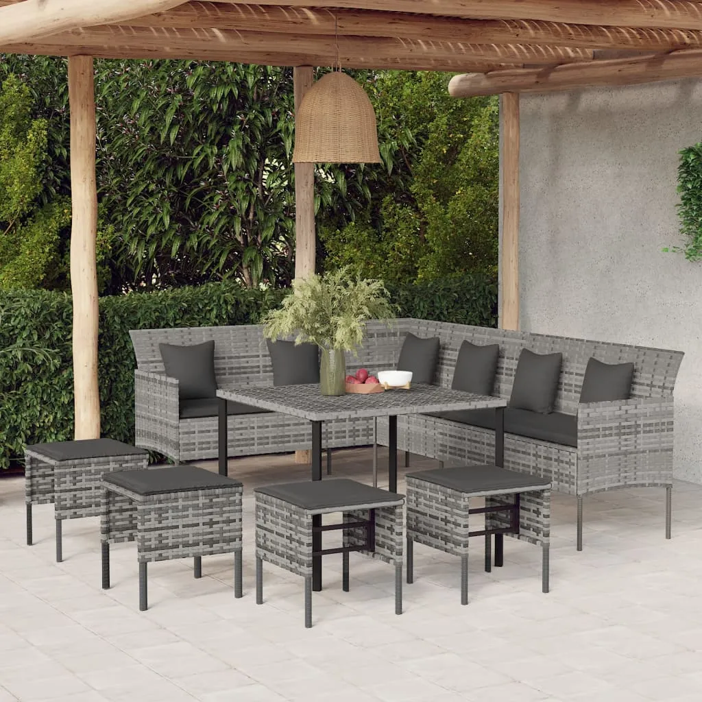 vidaXL Set da Pranzo da Giardino 6 pz con Cuscini in Polyrattan Grigio