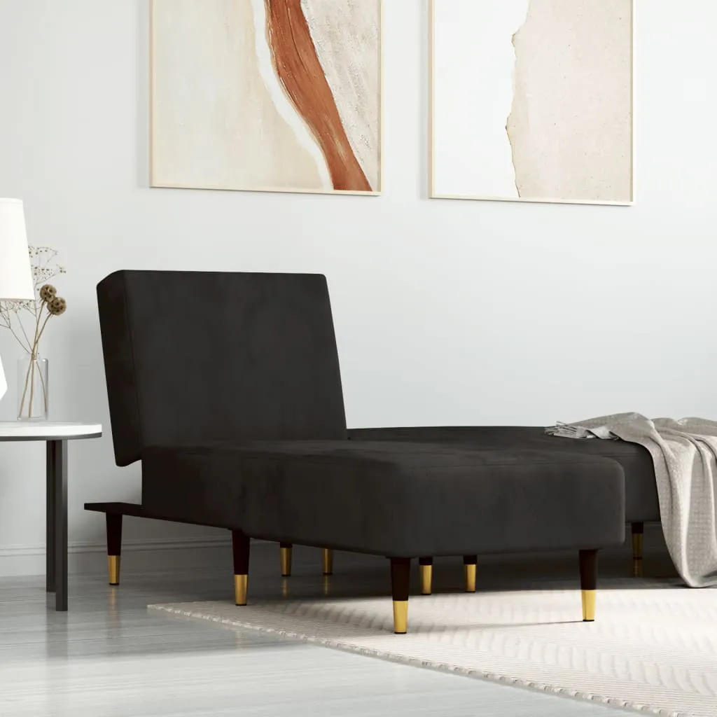 vidaXL Chaise Longue in Velluto Nero