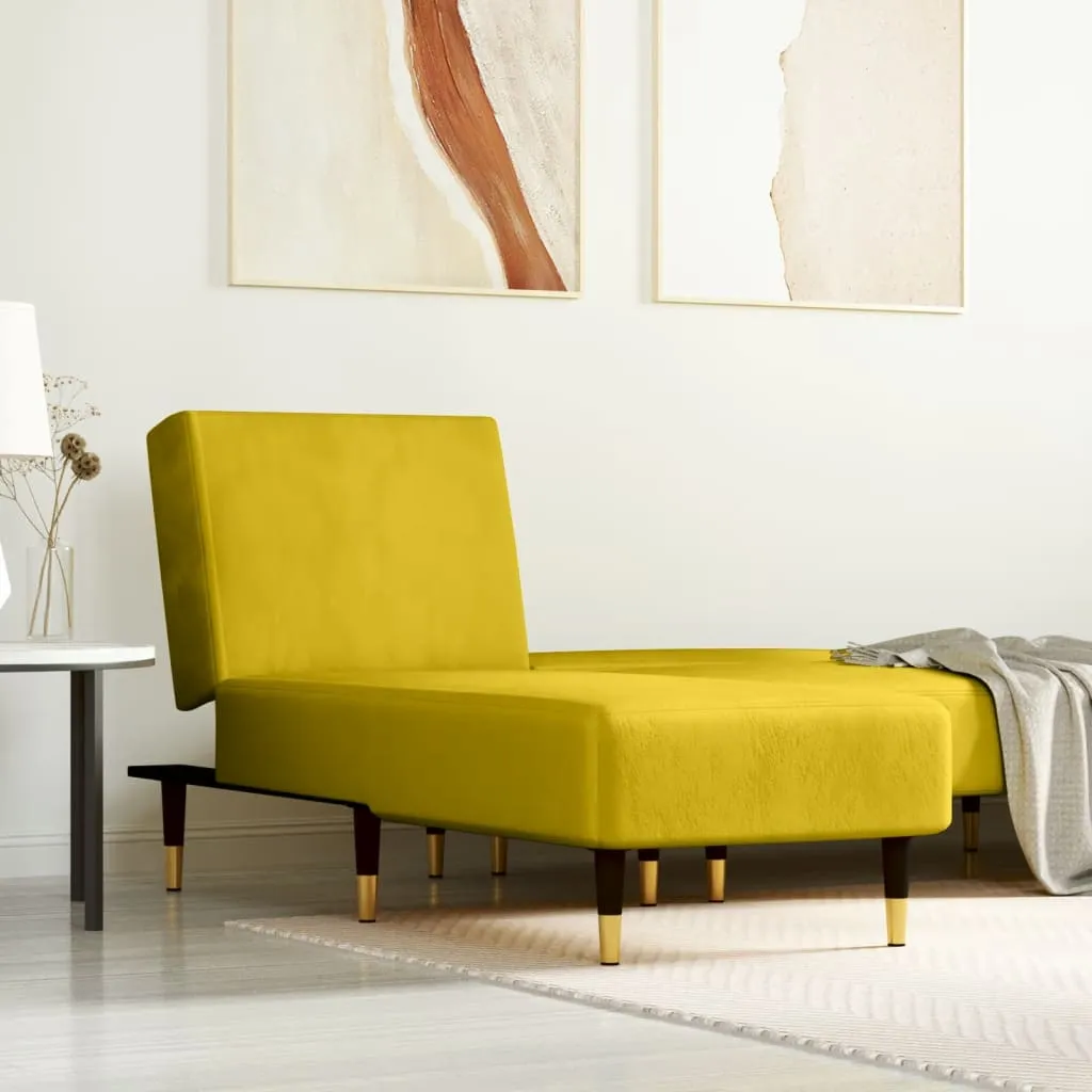 vidaXL Chaise Longue in Velluto Giallo