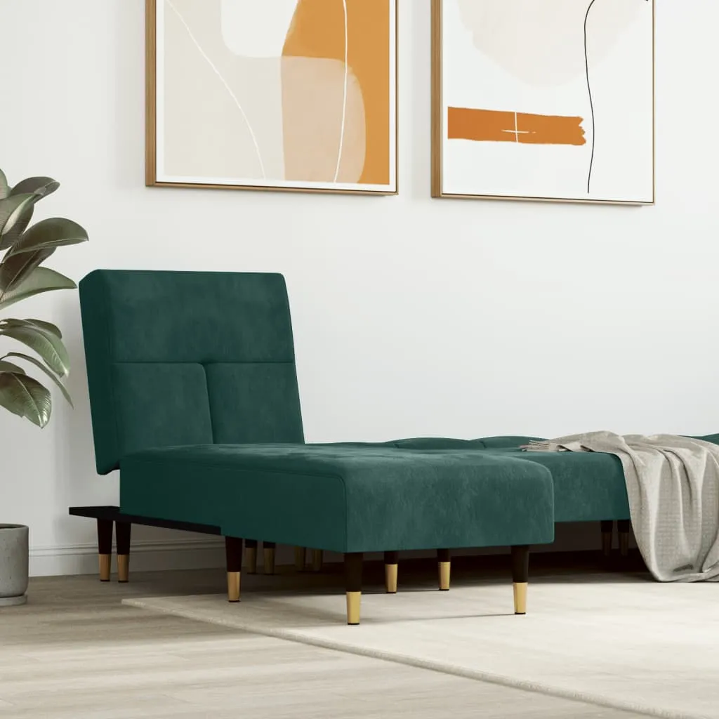 vidaXL Chaise Longue in Velluto Verde Scuro