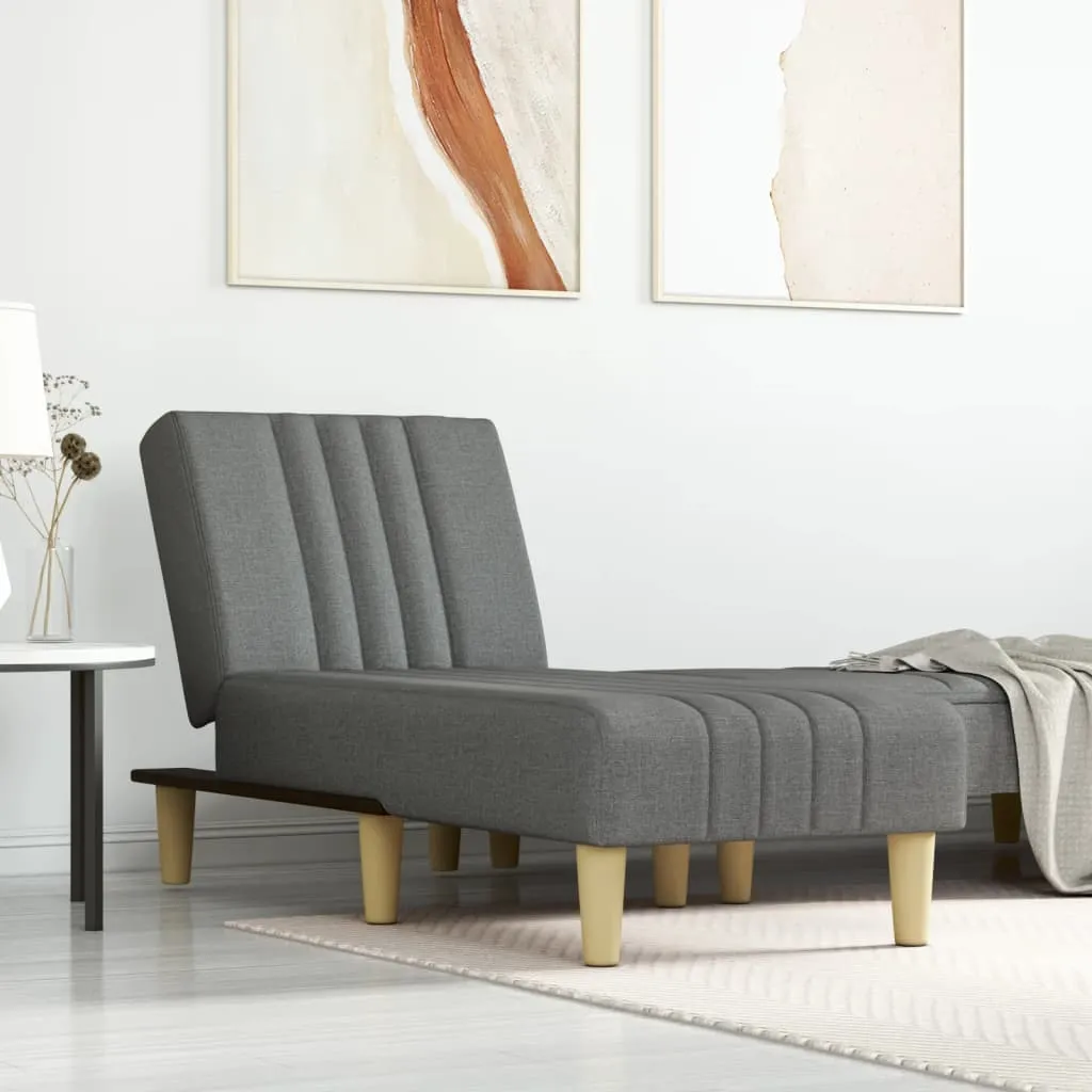 vidaXL Chaise Longue in Tessuto Grigio Scuro