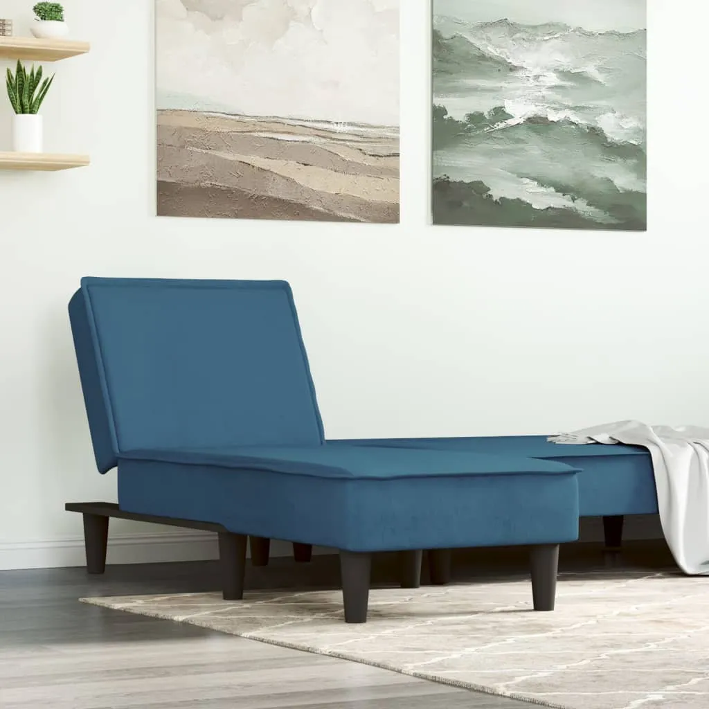 vidaXL Chaise Longue in Velluto Blu