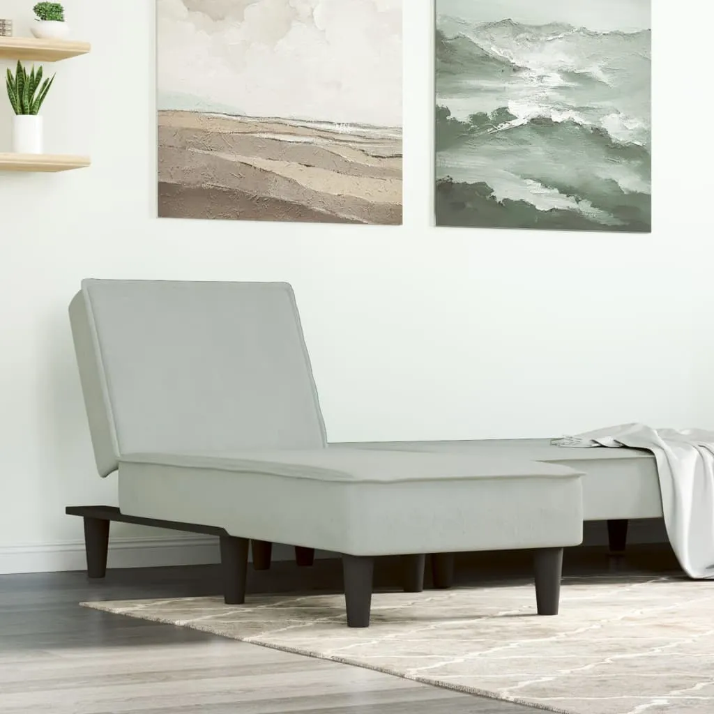 vidaXL Chaise Longue in Velluto Grigio Chiaro