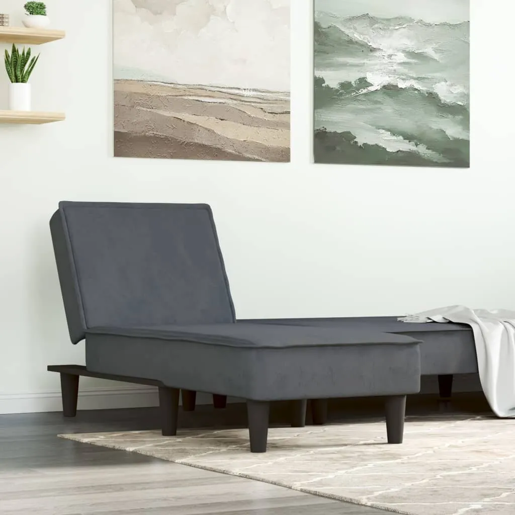 vidaXL Chaise Longue in Velluto Grigio Scuro