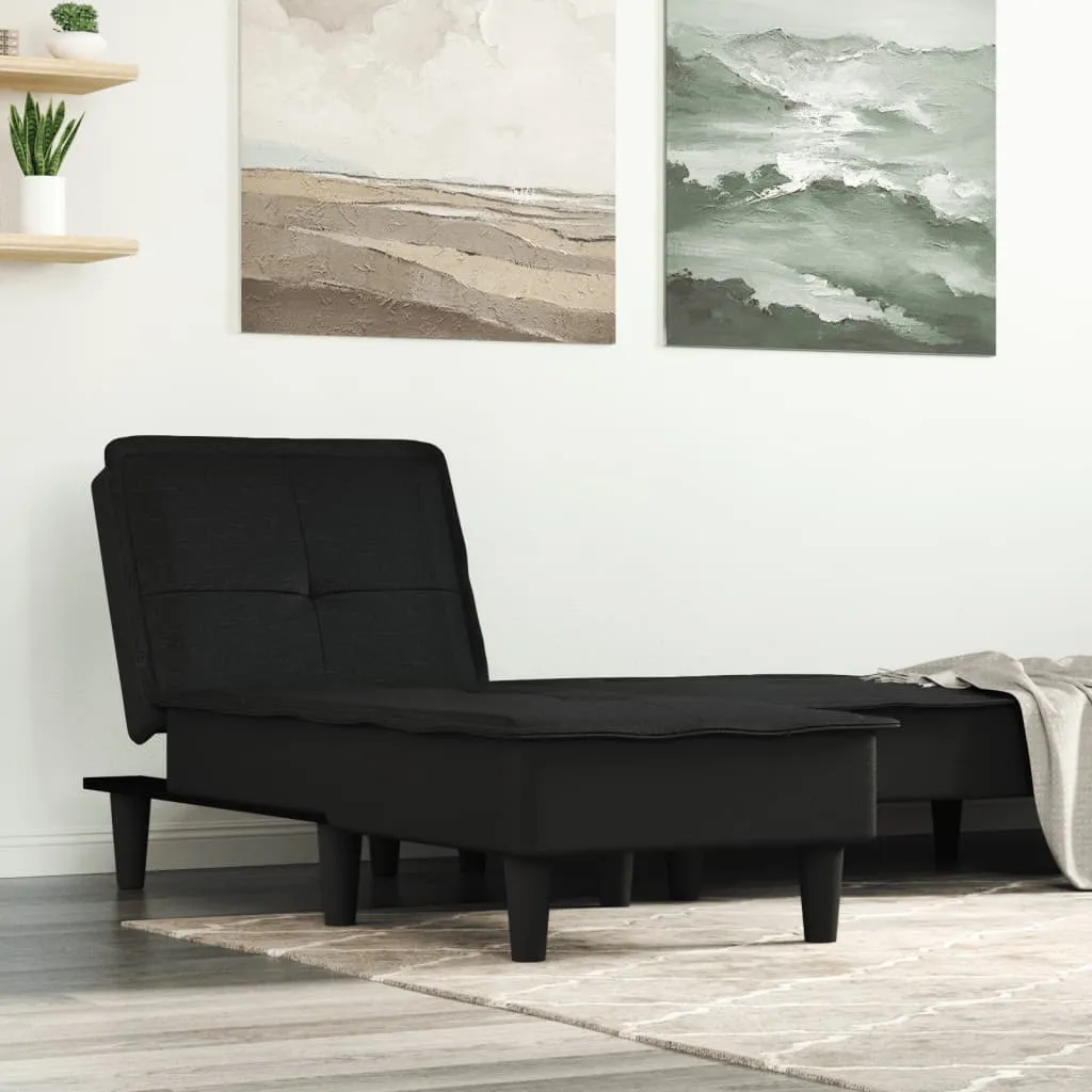 vidaXL Chaise Longue in Tessuto Nero