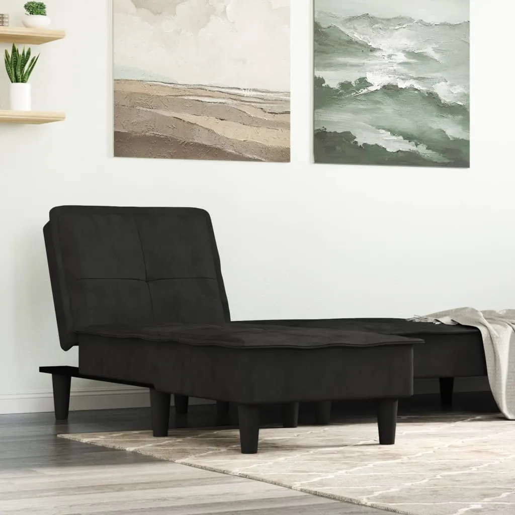 vidaXL Chaise Longue in Velluto Nero