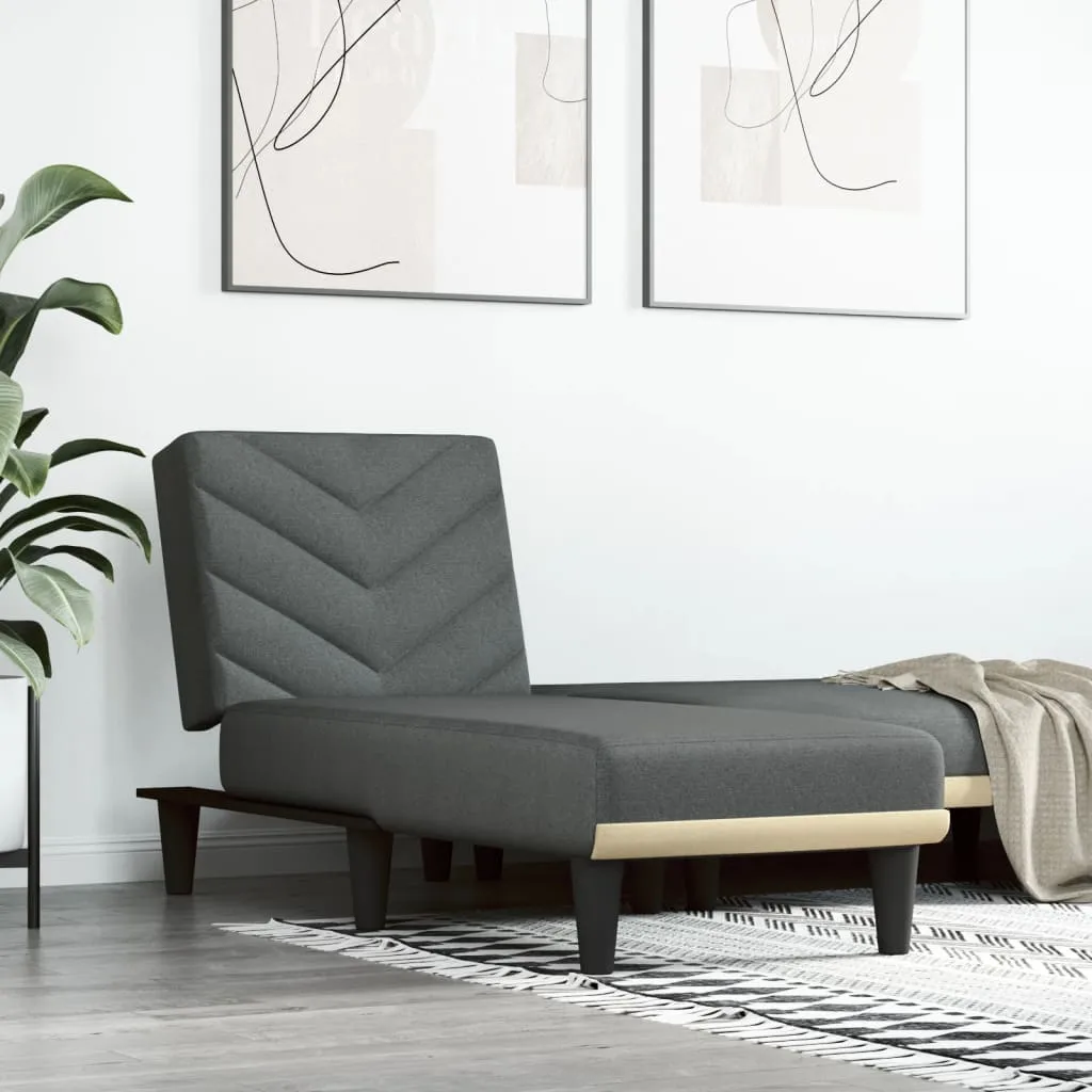 vidaXL Chaise Longue in Tessuto Grigio Scuro