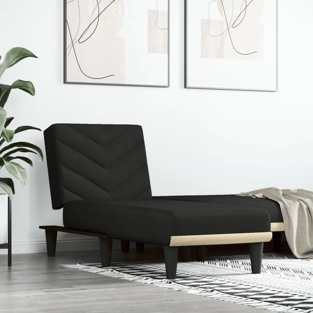 vidaXL Chaise Longue in Tessuto Nero