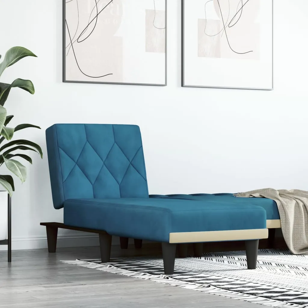 vidaXL Chaise Longue in Velluto Blu