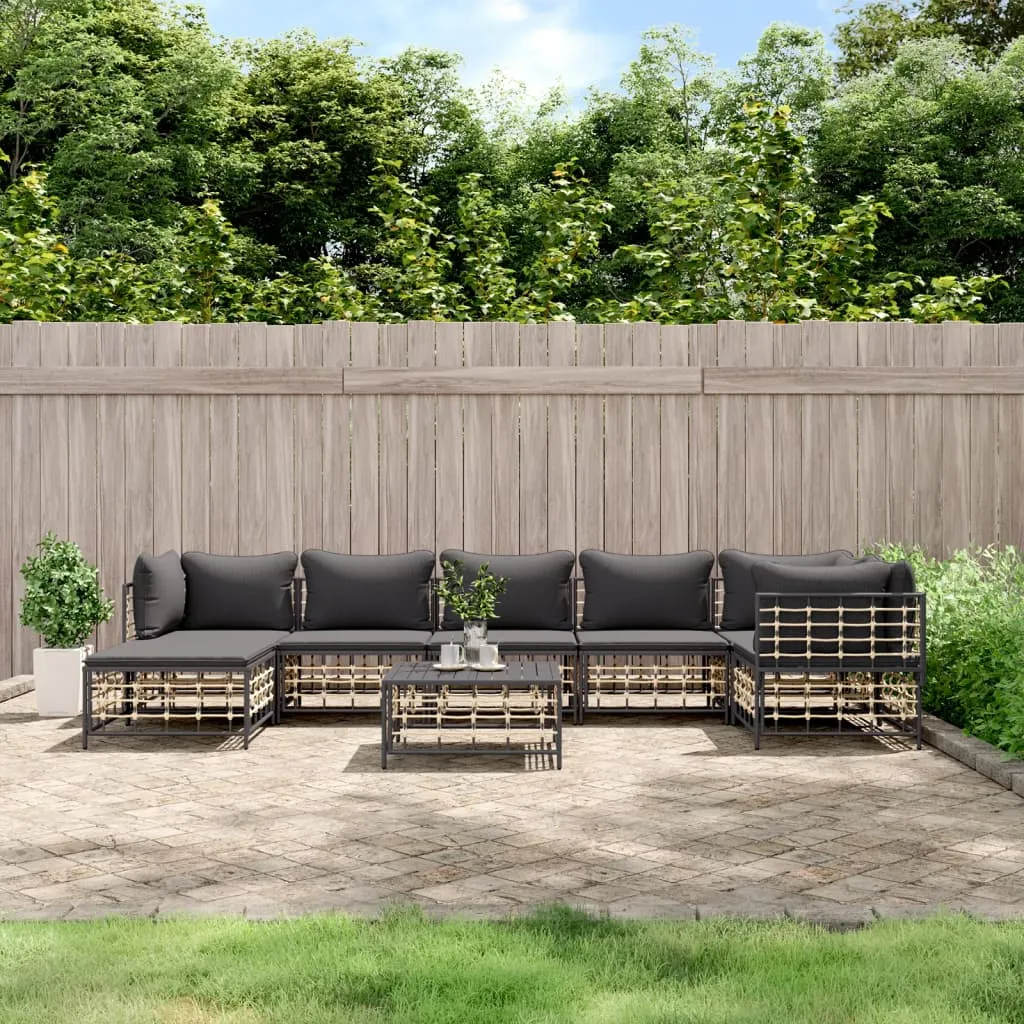 vidaXL Set Divani da Giardino 8 pz con Cuscini Antracite in Polyrattan