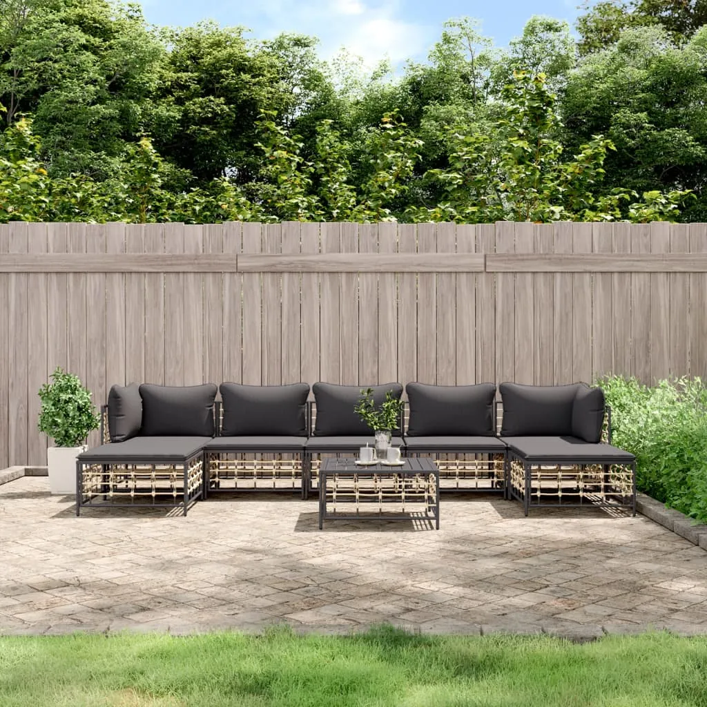 vidaXL Set Divani da Giardino 8 pz con Cuscini Antracite in Polyrattan