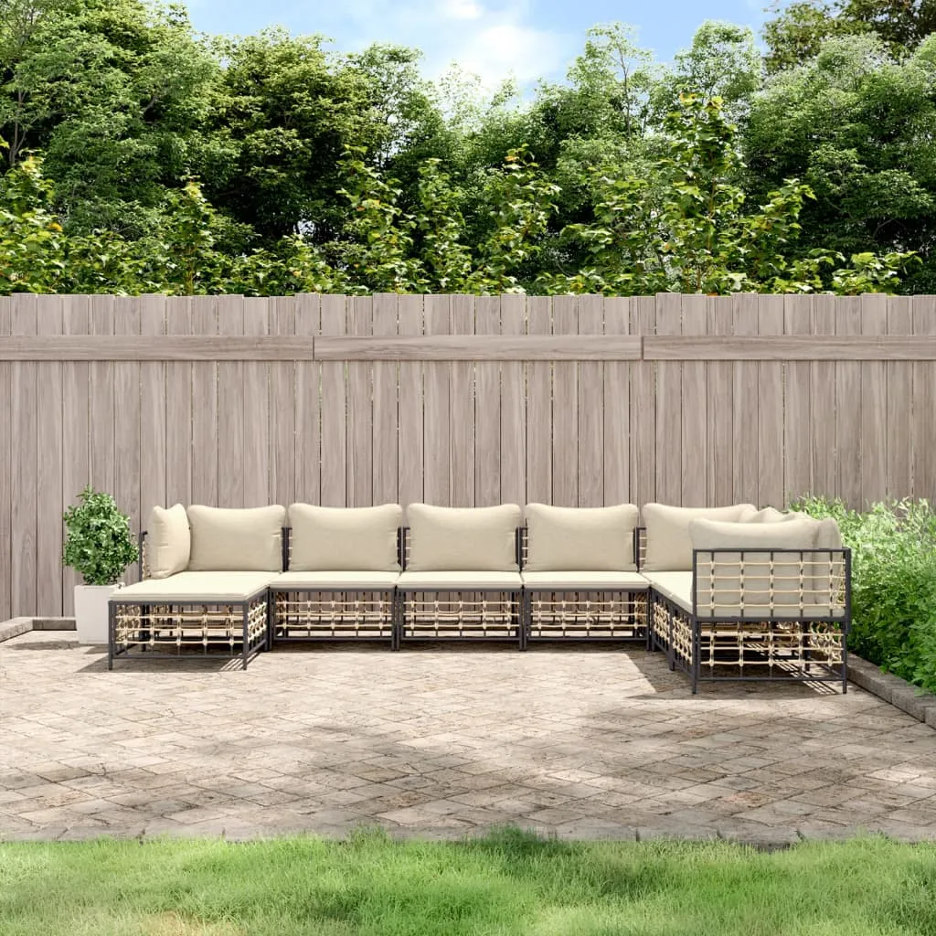 vidaXL Set Divani da Giardino 8 pz con Cuscini Antracite in Polyrattan