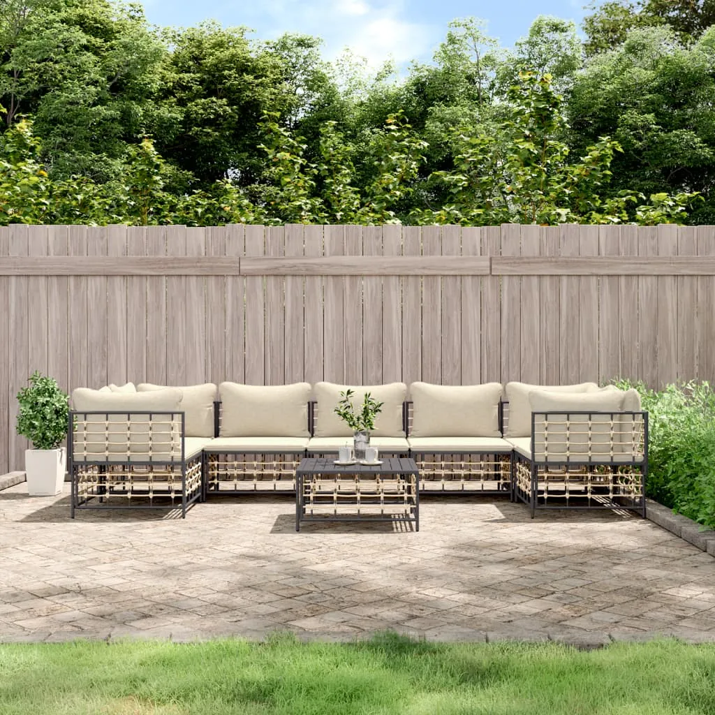 vidaXL Set Divani da Giardino 8 pz con Cuscini Antracite in Polyrattan