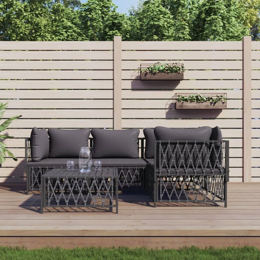 vidaXL Set Salotto da Giardino 5 pz con Cuscini in Acciaio Antracite