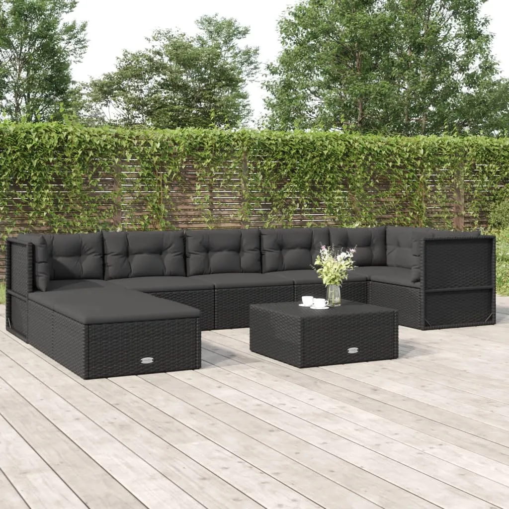 vidaXL Set Mobili da Giardino con Cuscini 8 pz Nero in Polyrattan