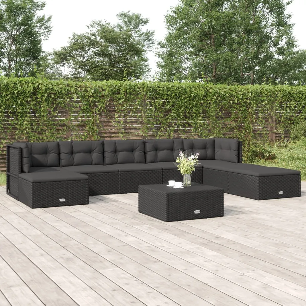 vidaXL Set Mobili da Giardino con Cuscini 8 pz Nero in Polyrattan