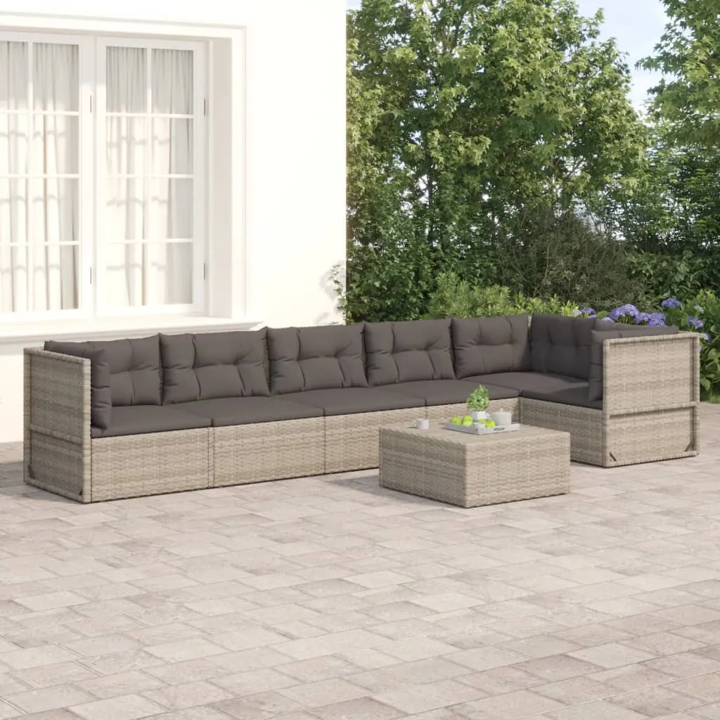 vidaXL Set Divani da Giardino 6 pz con Cuscini in Polyrattan Grigio