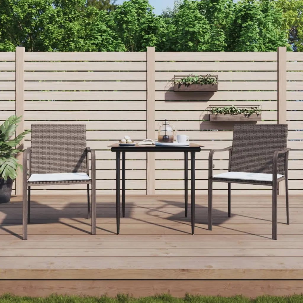 vidaXL Set Pranzo da Giardino 3pz con Cuscini in Polyrattan e Acciaio