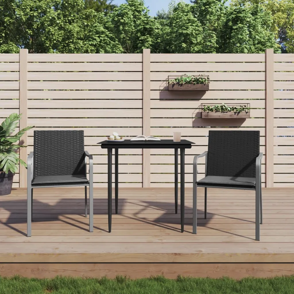 vidaXL Set Pranzo da Giardino 3pz con Cuscini in Polyrattan e Acciaio