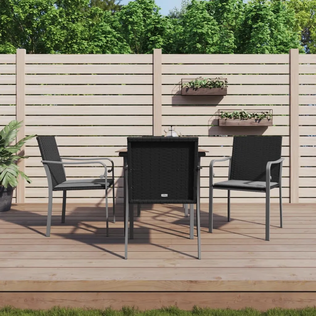 vidaXL Set Pranzo da Giardino 5pz con Cuscini in Polyrattan e Acciaio