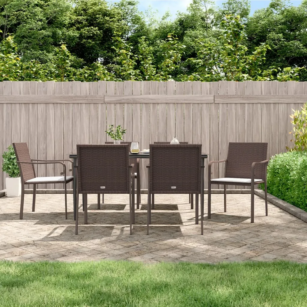 vidaXL Set Pranzo da Giardino 7 pz con Cuscini in Polyrattan e Acciaio