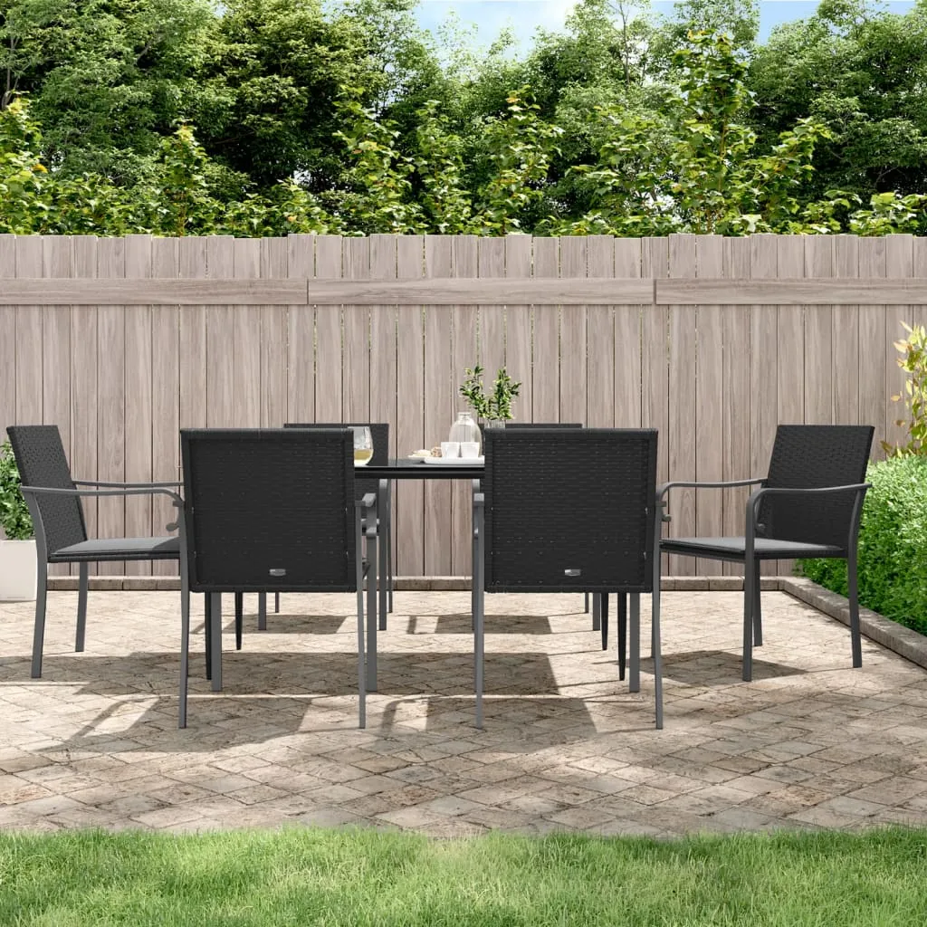 vidaXL Set Pranzo da Giardino 7 pz con Cuscini in Polyrattan e Acciaio