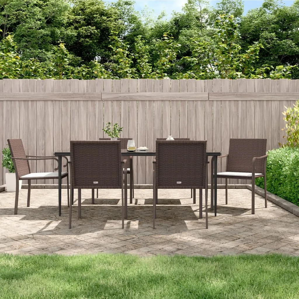 vidaXL Set Pranzo da Giardino 7 pz con Cuscini in Polyrattan e Acciaio