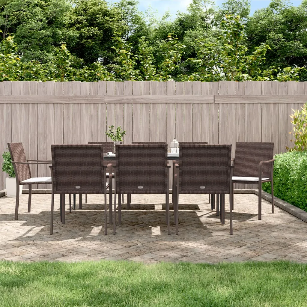 vidaXL Set Pranzo da Giardino 9 pz con Cuscini in Polyrattan e Acciaio