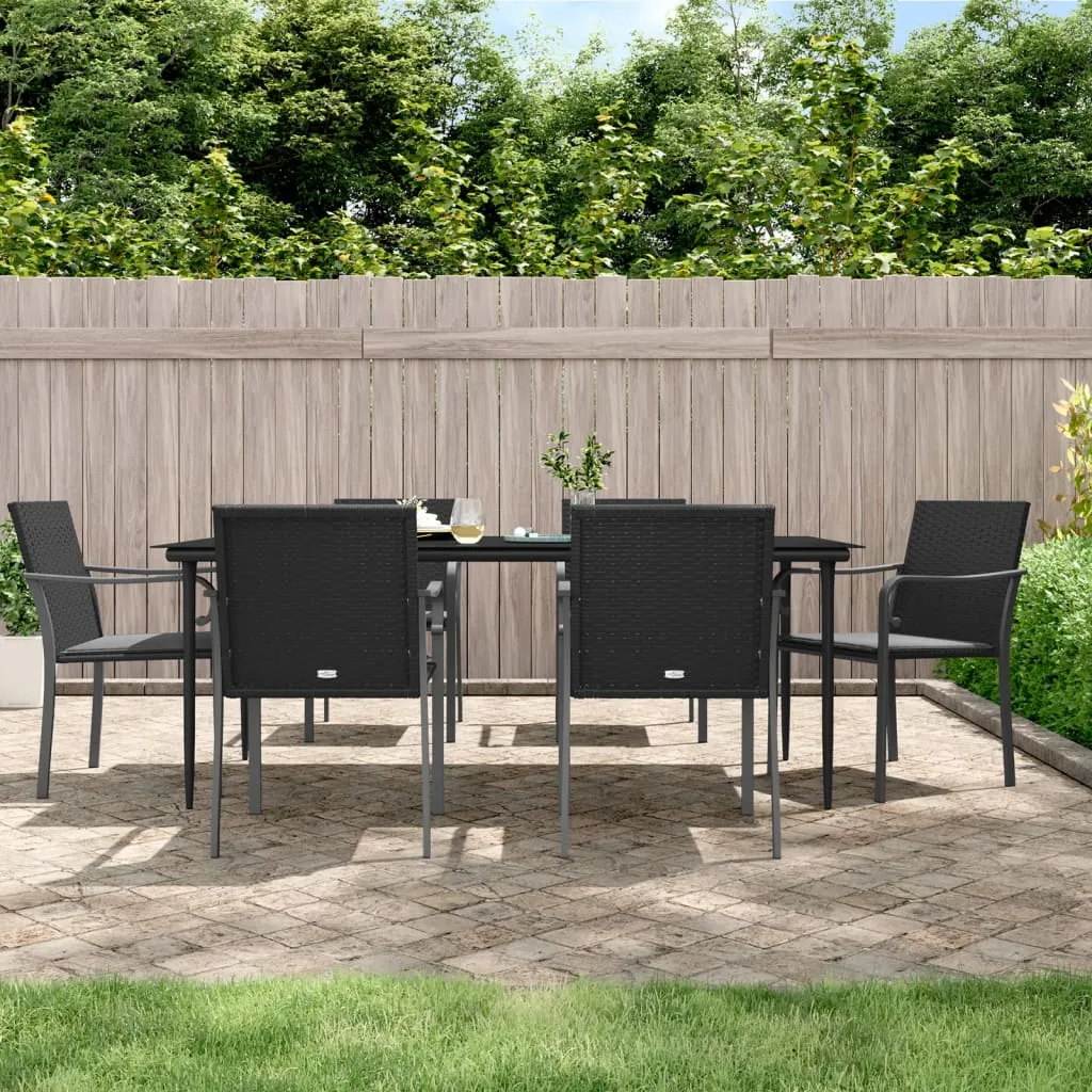 vidaXL Set Pranzo da Giardino 7 pz con Cuscini in Polyrattan e Acciaio