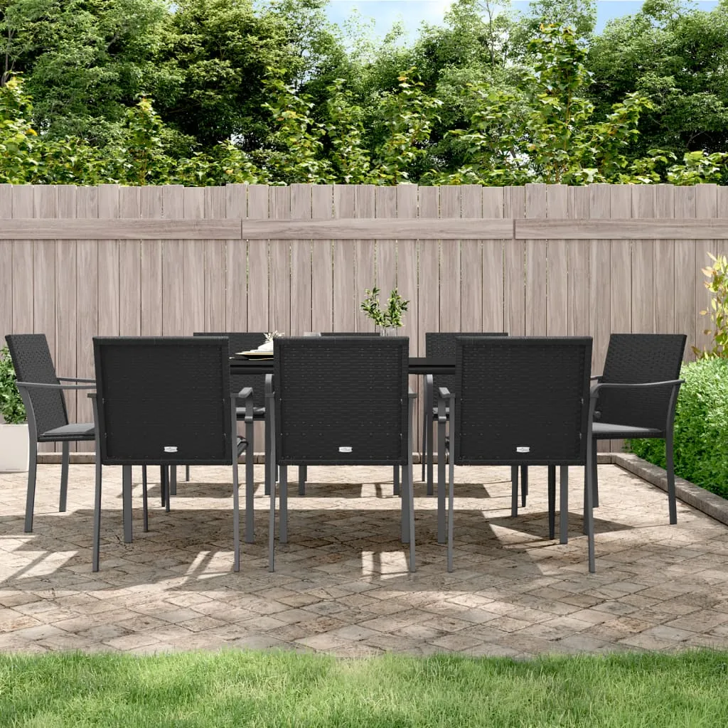 vidaXL Set Pranzo da Giardino 9 pz con Cuscini in Polyrattan e Acciaio