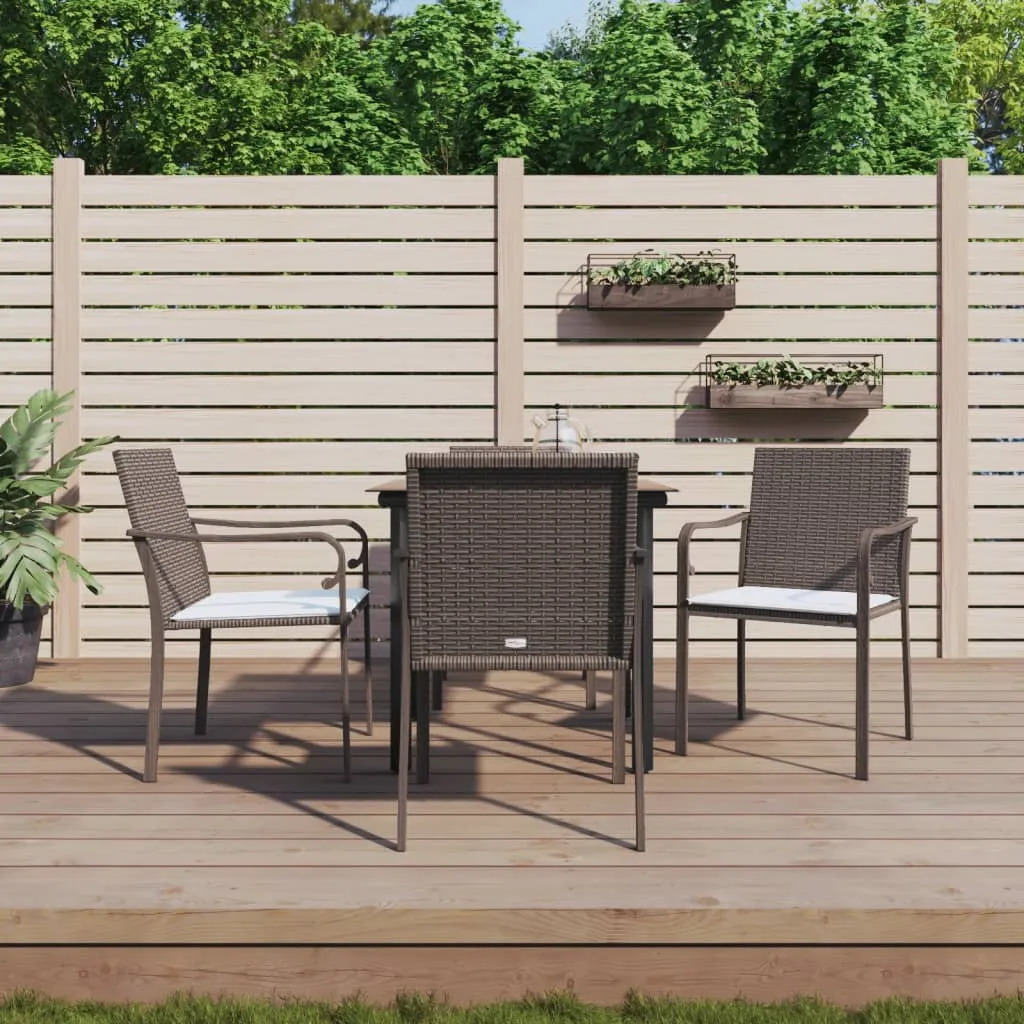 vidaXL Set Pranzo da Giardino 5pz con Cuscini in Polyrattan e Acciaio