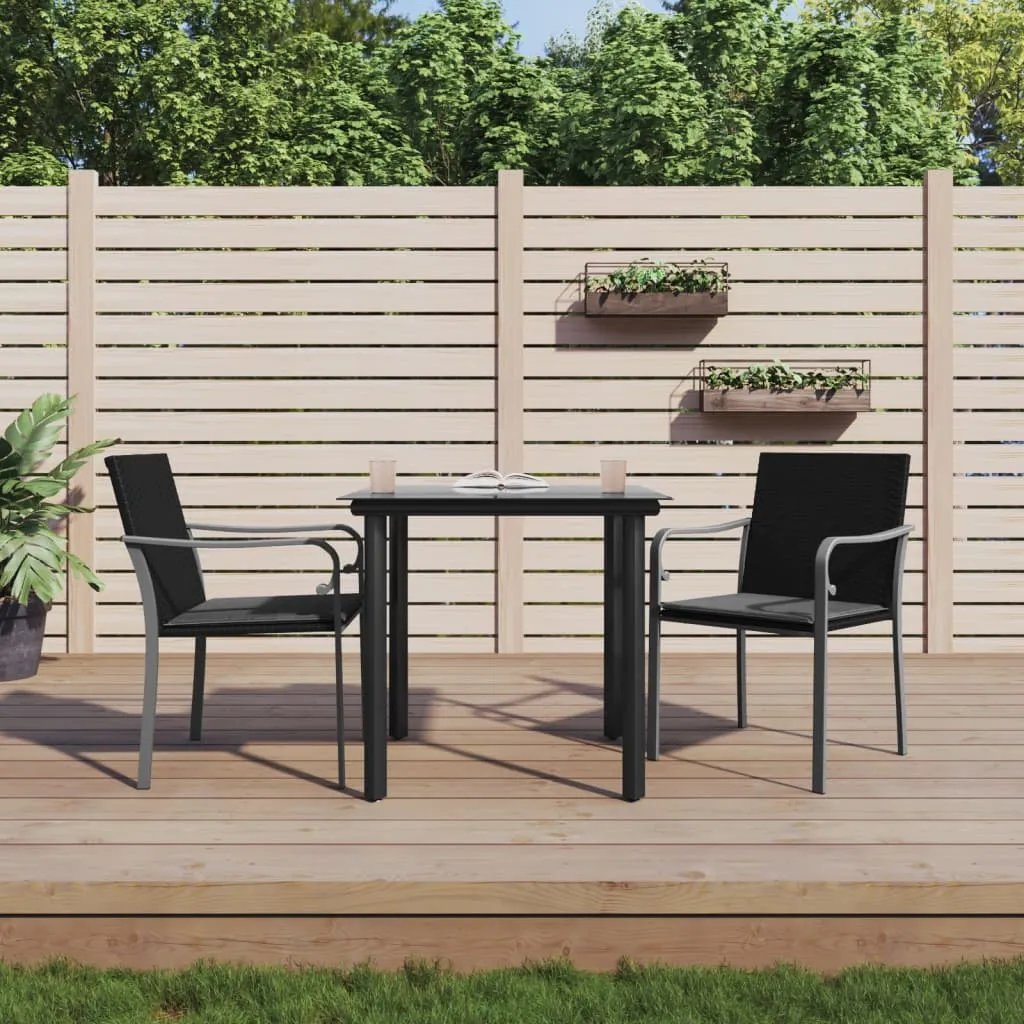 vidaXL Set Pranzo da Giardino 3pz con Cuscini in Polyrattan e Acciaio