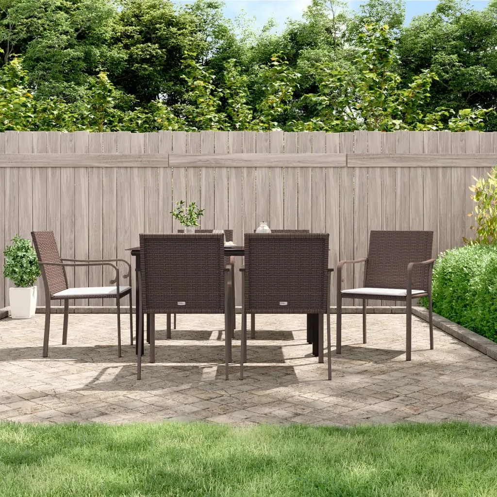 vidaXL Set Pranzo da Giardino 7 pz con Cuscini in Polyrattan e Acciaio