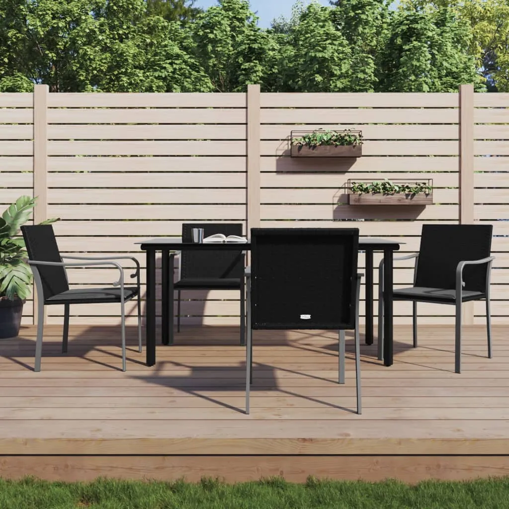 vidaXL Set Pranzo da Giardino 5pz con Cuscini in Polyrattan e Acciaio