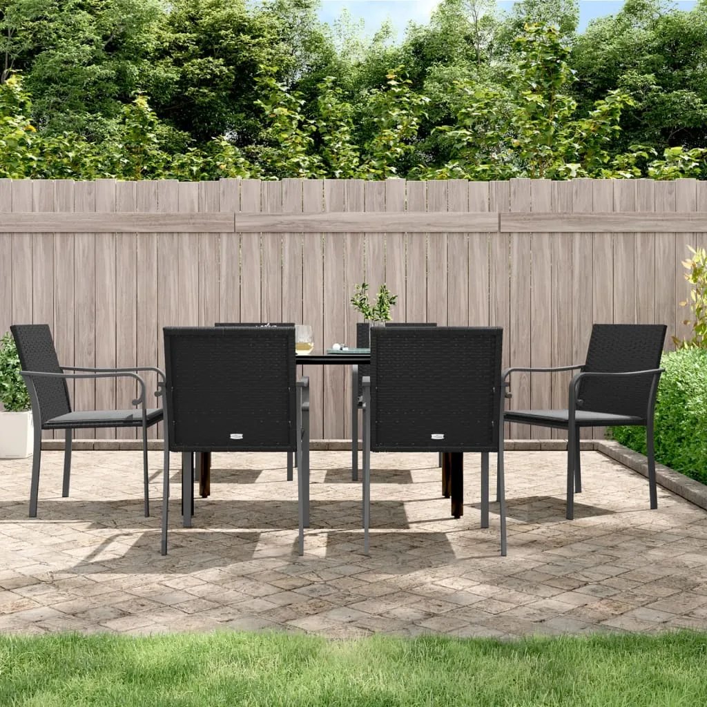 vidaXL Set Pranzo da Giardino 7 pz con Cuscini in Polyrattan e Acciaio