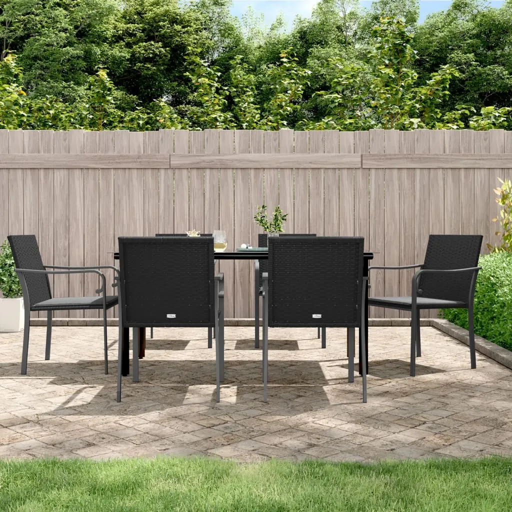 vidaXL Set Pranzo da Giardino 7 pz con Cuscini in Polyrattan e Acciaio