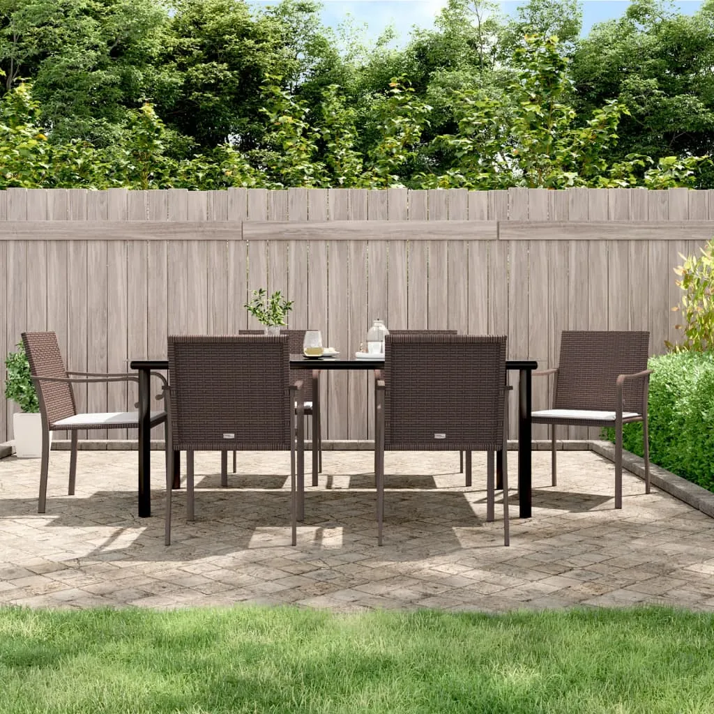 vidaXL Set Pranzo da Giardino 7 pz con Cuscini in Polyrattan e Acciaio