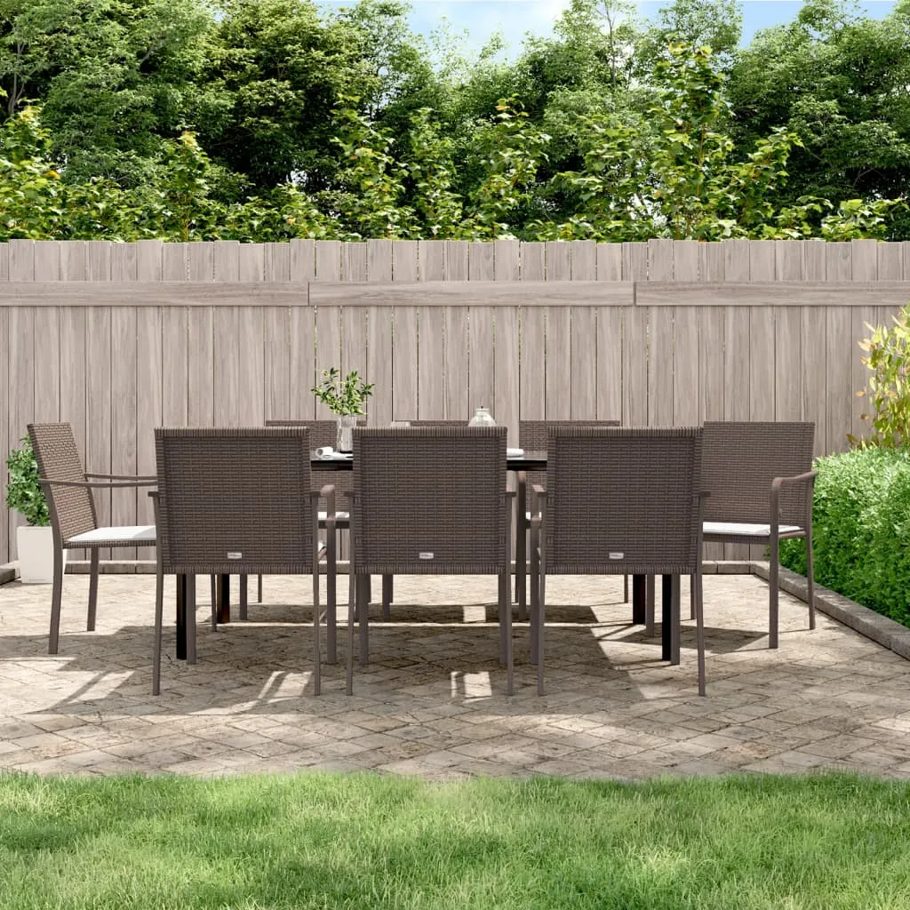 vidaXL Set Pranzo da Giardino 9 pz con Cuscini in Polyrattan e Acciaio