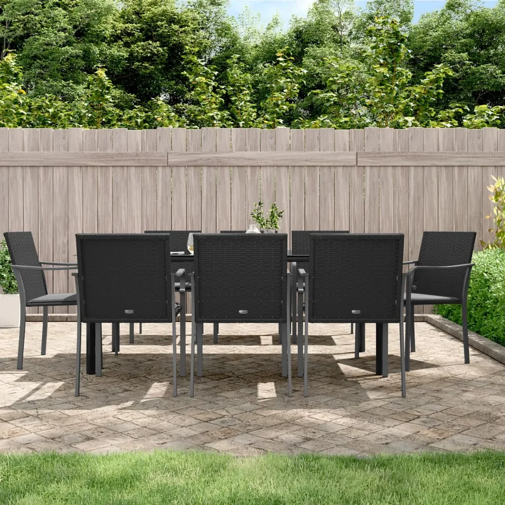 vidaXL Set Pranzo da Giardino 9 pz con Cuscini in Polyrattan e Acciaio