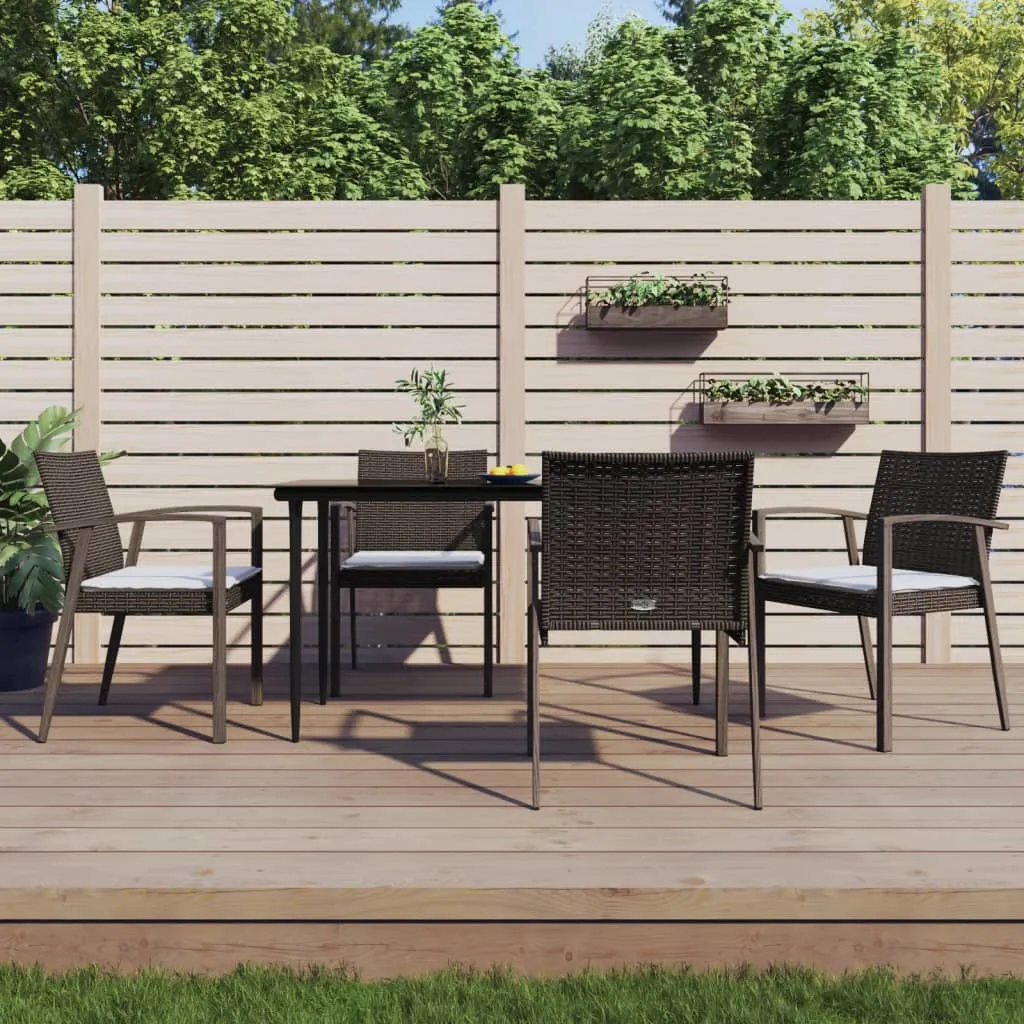 vidaXL Set Pranzo da Giardino 5pz con Cuscini in Polyrattan e Acciaio