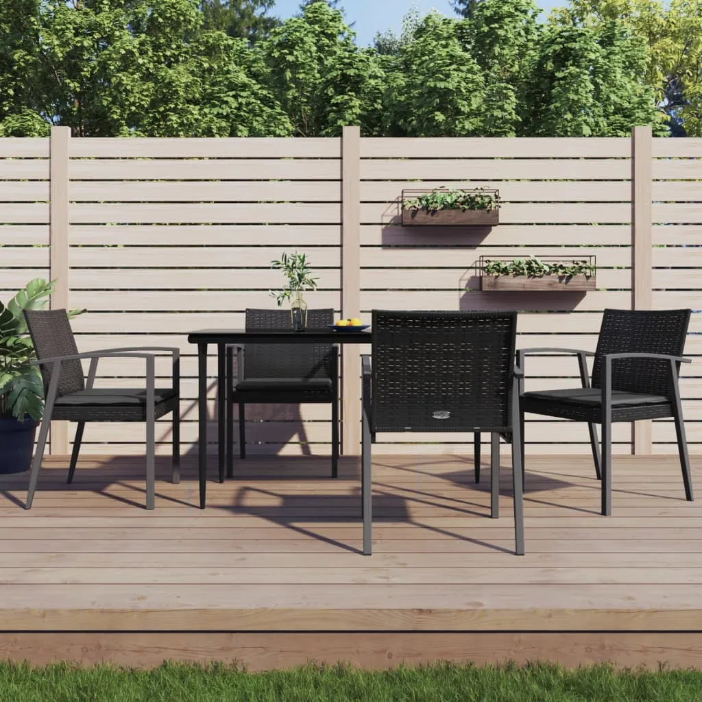 vidaXL Set Pranzo da Giardino 5pz con Cuscini in Polyrattan e Acciaio