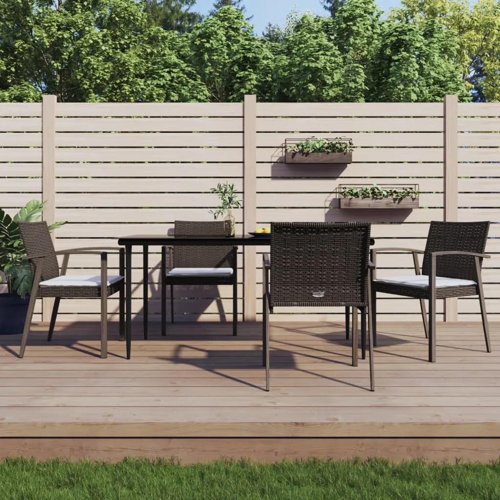 vidaXL Set Pranzo da Giardino 5pz con Cuscini in Polyrattan e Acciaio